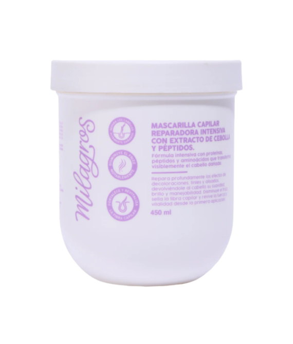 Milagros – Mascarilla Capilar Reparadora Intensiva Cebolla y Péptidos 450ml
